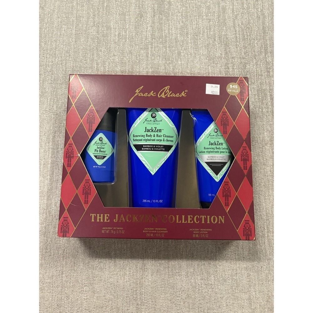 Jack Black JackZen 3-Pc Mens Set Bamboo & Violet Cleanser-Lotion-Deodorant